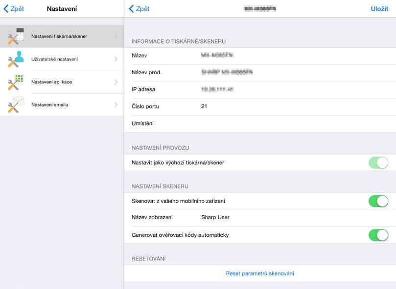 4 Nastavení tiskárny/skeneru 4.2 Zobrazení a úprava informací o tiskárně/skeneru Informace o tiskárně/skeneru registrované v aplikaci lze zobrazovat a upravovat.