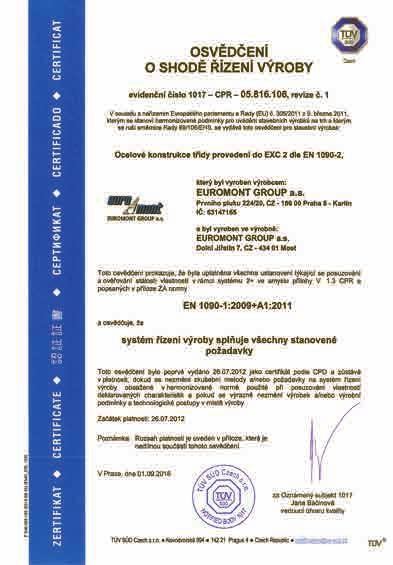 Tento systém byl následně úspěšně certifikován a recertifikován.