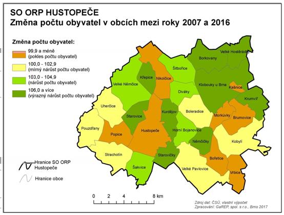 SO ORP k obcím, kde počet obyvatel dlouhodobě roste. 3.