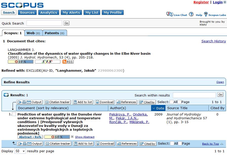 Citační ohlasy v databázi Scopus Uvedené záznamy odpovídají obsahu databáze