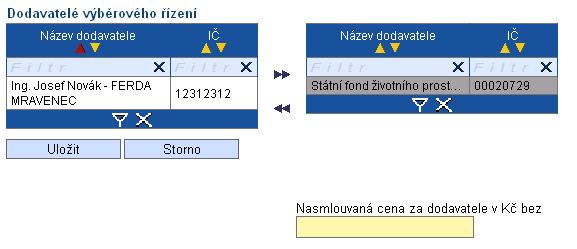 jednoho nebo více dodavatelů a ke kaţdému z nich uvést Nasmlouvanou cenu v