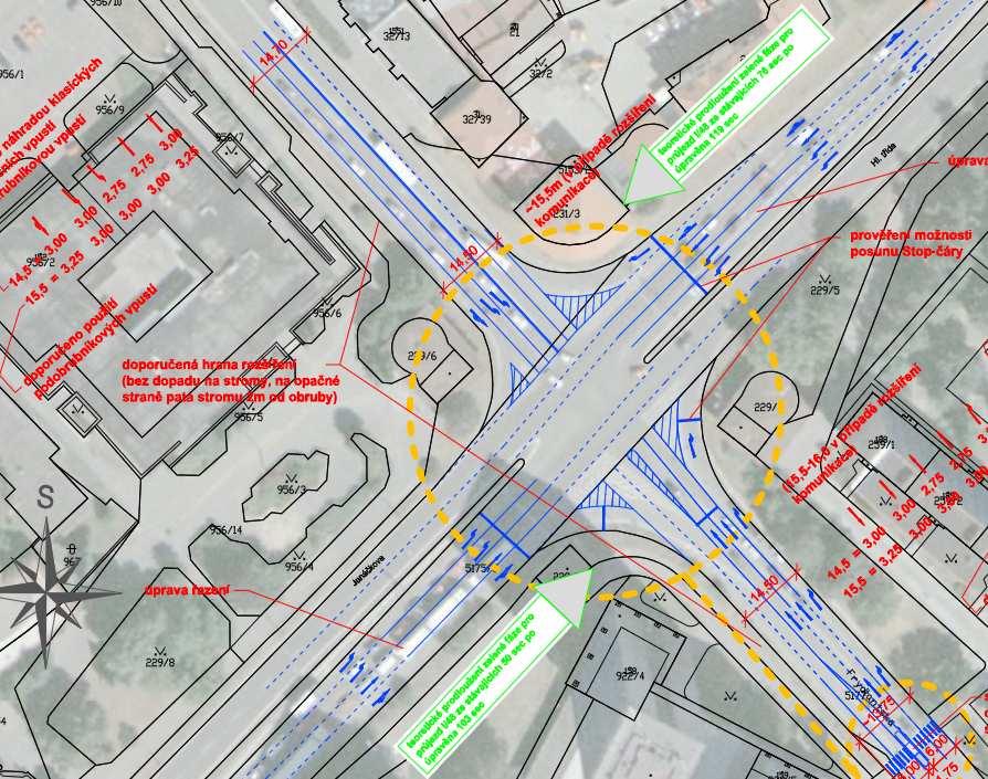 Obrázek 2.15 Ukázka opatření v křižovatce ul.