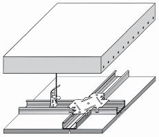 Sádrokartonové podhledy Knauf REI ŽB desek chráněných podhledy Knauf 112 Ocelová podkonstrukce, dvojitý rošt (nosné a montážní profily C 60/27) do do do 50 1) do 65 1) Požadavky na nosný strop: při