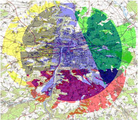 obrázek 11 - Orientační mapa pokrytí v Praze 5 Celkově je tato oblast pokryta čtyřmi anténami. Každá z barev znázorňuje pokrytí jedné antény. 3.5.1 Outdoor uživatelská stanice Outdoor stanice jsou velmi jednoduché a nabízejí oproti Indoor stanicím lepší parametry.