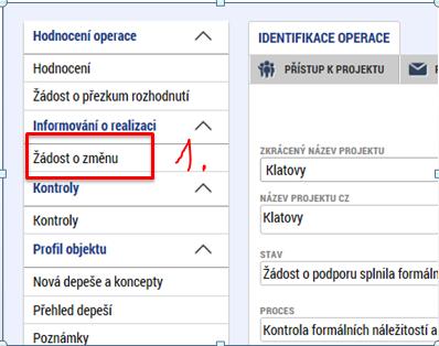 Vytvoření ŽoZ ze strany žadatele 1.