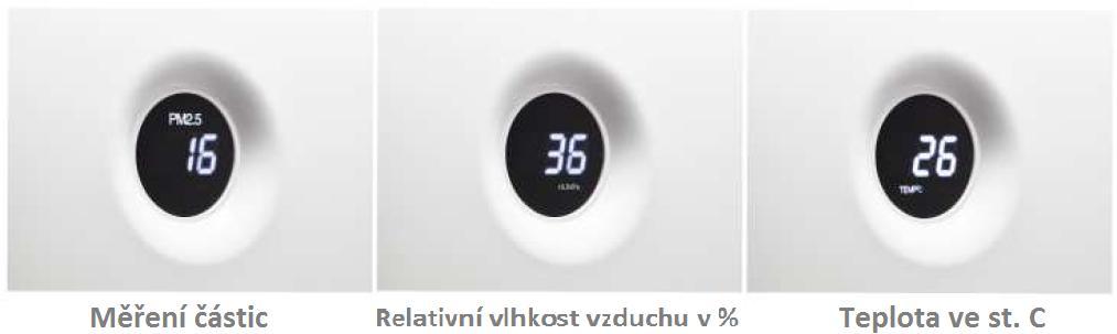 Digitální znázornění kvality vzduchu Digitální displej na předním panelu čističky vzduchu CA-509D automaticky zobrazuje přesnou kvalitu vzduchu měřením úrovně částic PM2.5, vlhkosti a teploty vzduchu.