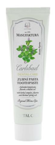 Zubní pasta Manufaktura - obsahuje bylinný komplex z máty, šalvěje, heřmánku, hřebíčku, mochny