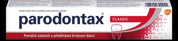 3.2 Zubní pasty Parodontax - obsahují výtažky z máty, šalvěje, echinacey, myrty, heřmánku a