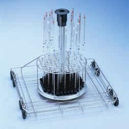 Injektorové vozíky pro pipety E 404/1 injektorový vozík pro uložení 38 pipet ve 3 řadách: 1.