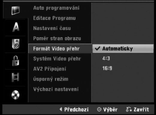 Před spuštěním (pokračování) Nastavení času Stiskněte tlačítko HOME. Objeví se nabídka Home. Použijte b / B pro výběr možnosti Setup. Když je možnost Start vybrána, stiskněte ENTER.