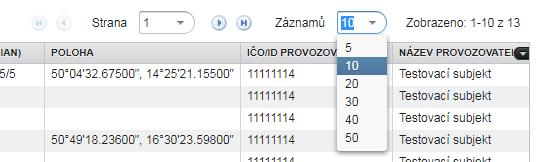 Příslušnou provozovnu vyberete jedním kliknutím provozovna se zamodří a automaticky se dostanete na další kartu.