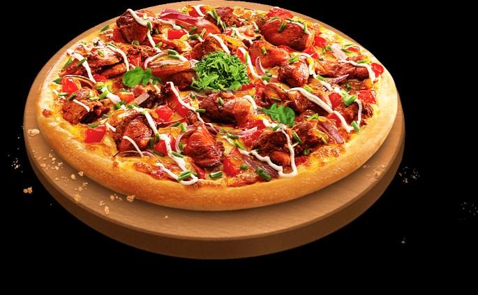 4,90 / paradajkova drť,syr,klobása, slanina, šunka, cibuľa, chili / 821 500 g Pizza s kuracím mäsom 1,3,7 4,90 / paradajková drť, syr, kuracie prsia,