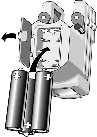 Výmena batérií Otvorte puzdro batérií (7) v smere šípky.