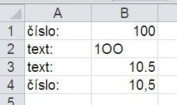 1.2 MS Excel - základy pozor na záměny: O 0 desetinná tečka čárka pokud je v hodnotě písmeno O nebo desetinná tečka, excel ji nevezme jako číslo, ale jako text!