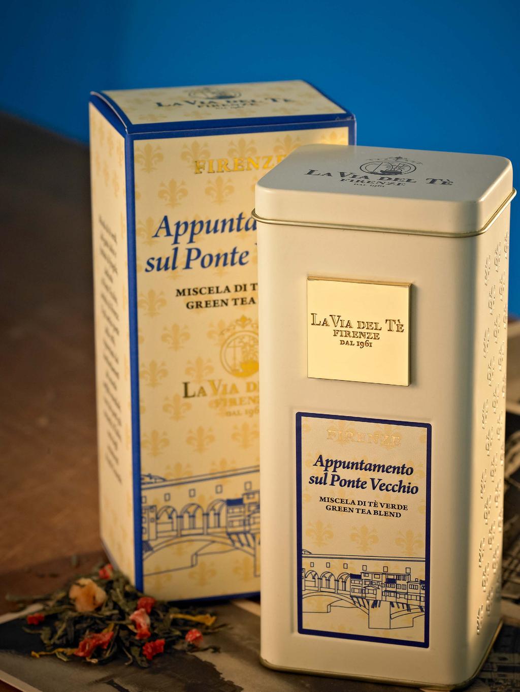 Firenze FIR1 - La Leggenda di Boboli - zmes čierneho indického čaju a kvetín s citrusovým nádychom (kvety, kôra pomaranča, levandule) FIR2 - Il Segreto dei Medici - zmes zeleného čínského jasmínového