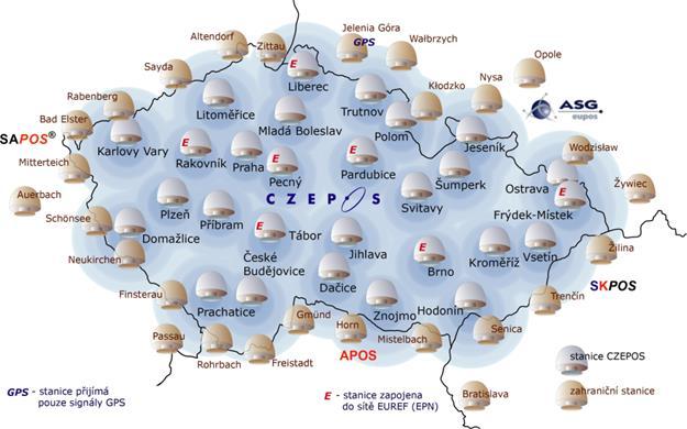 Služby založené na GNSS EUPOS 2002 CZEPOS 2004/2005 Reálný čas: RTK, RTK- FKP, RTK-PRS, RTK3, VRS3, DGPS