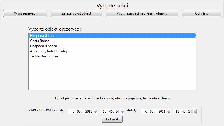 4 Řešení systému pro rezervaci objektů 52 Technické řešení: V samostatném XUL souboru, na který bude odkazováno z hlavního okna elementem iframe, bude klasický element window, v němž bude umístěna