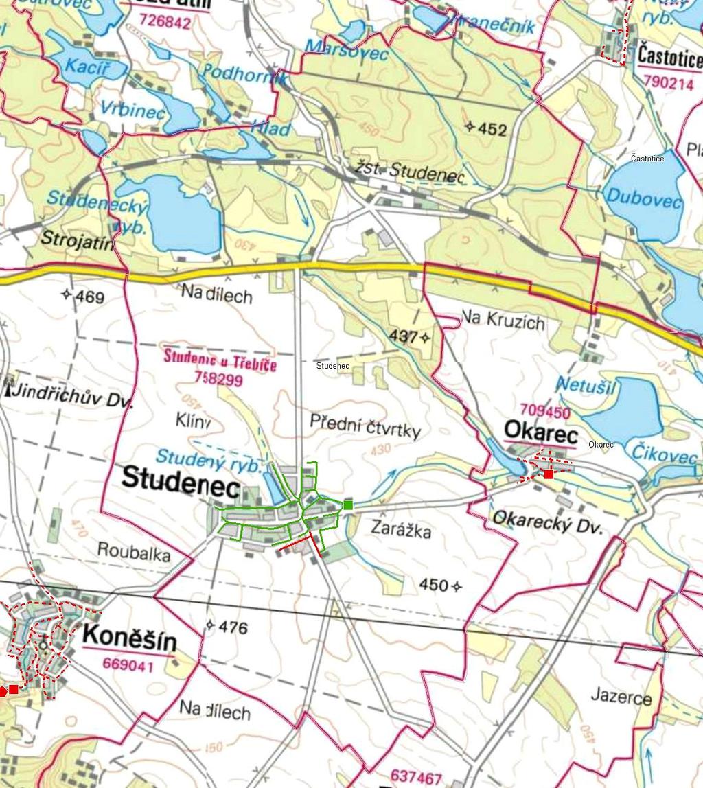 MAPA - KANALIZACE Trasování sítí, lokalizace ČOV, čerpacích stanic, výústí, odlehčovacích komor