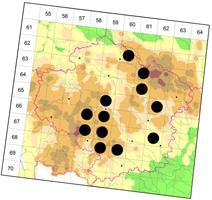 Vyskytuje se po celém území, ostrůvkovitě. Hlavními oblastmi výskytu jsou: jižní Čechy, sever Čech a sever Moravy a Slezsko.