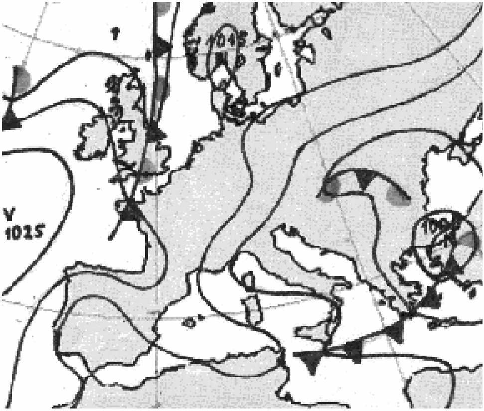 12. Surface chart from 7 August 18:00 UTC. z 8. 8 UTO Fig. 13.