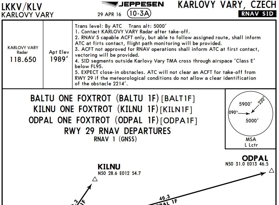 Rozdíly v mapách SID, STAR od společnosti Lido a Jeppesen Tím, že jsou mapy SID a STAR projektovány pro větší formát než je tomu u dokumentace Jeppesen poskytují tak větší podrobnost infrormací.