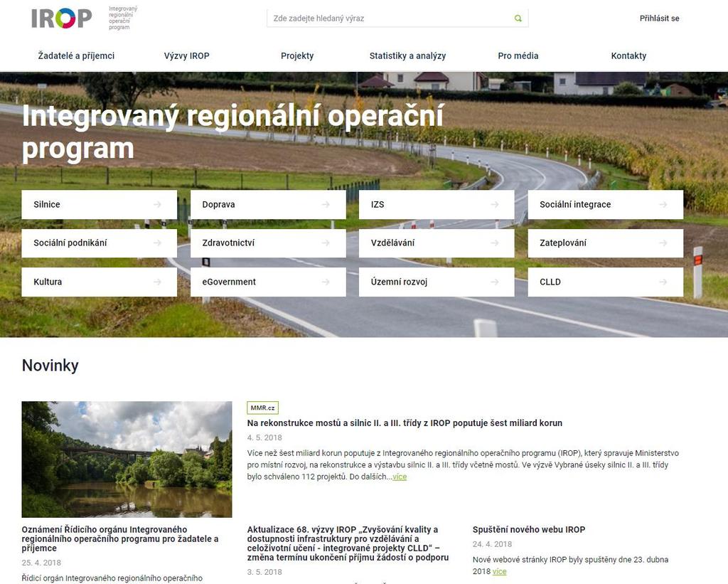 Integrovaný regionální operační program (IROP) Aktuality a