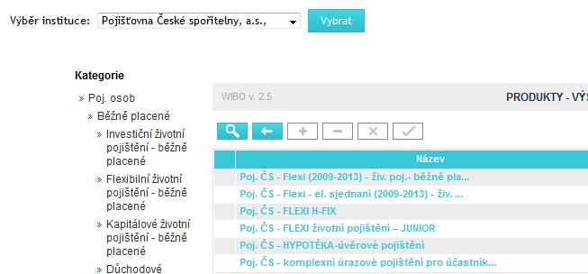 strana 20 c) v levém menu Kategorie si postupně vybereme kategorii, do které zadávaný produkt patří, případně zobrazené produkty omezíme dle instituce - v horní části obrazovky (výběrem požadované
