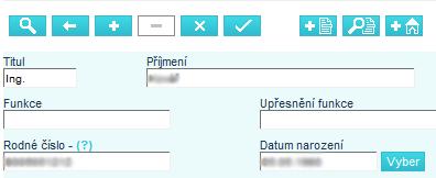 2) Ovládací tlačítka systému: - na každé zobrazené stránce jsou pro ovládání systému zobrazena v horní části "tabulek" tlačítka s následujícími funkcemi. - ikona lupy - funkce vyhledávání (pozor!