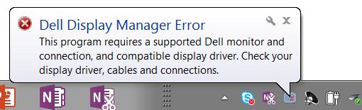 Odstraňování problémů Pokud DDM nemůže s monitorem fungovat, DDM bude zobrazeno jako ikona v oznamovací oblasti. Kliknutím na tuto ikonu DDM zobrazí podrobnější zprávu o chybách.