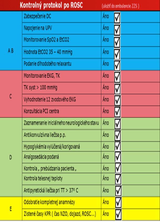 Poresuscitačná starostlivosť U každého pacienta po ROSC Počas prípravy na transport Trvanie 1-2 minúty