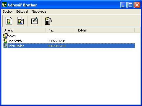 Program Brother PC-FAX (pouze modely MFC) Adresář Brother 6 a Klepněte na tlačítko Start, Všechny programy, Brother, MFC-XXXX nebo MFC-XXXX LAN (kde XXXX je