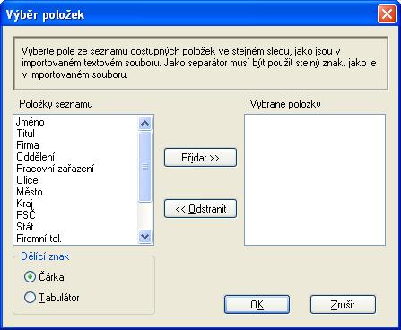 Program Brother PC-FAX (pouze modely MFC) Import do adresáře 6 Do svého adresáře můžete importovat textové soubory ASCII (*.