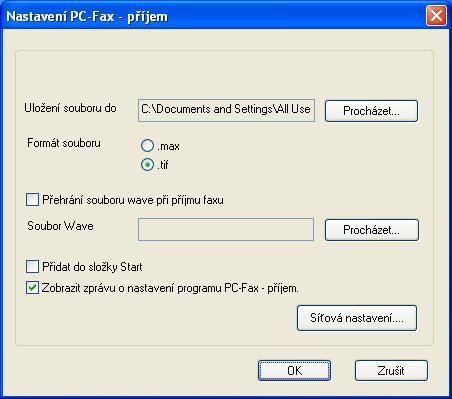 Program Brother PC-FAX (pouze modely MFC) Nastavení počítače 6 a Klepněte pravým tlačítkem myši na ikonu PC-FAX klepněte na příkaz Nastavení PC-Fax - příjem.