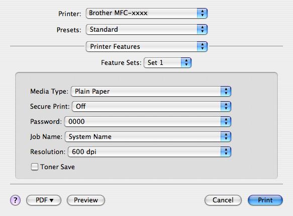 Tisk a faxování Možnosti tiskárny 8 (Mac OS X 10.4.
