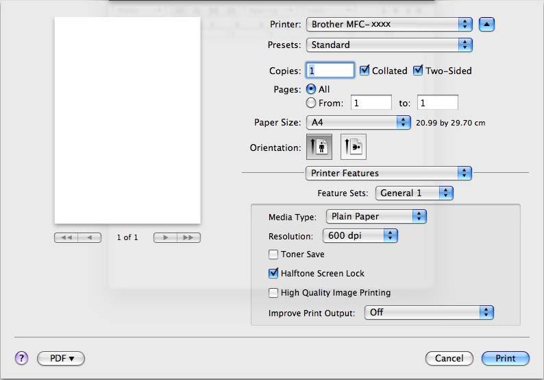 Tisk a faxování (Mac OS X 10.5.x až 10.6.