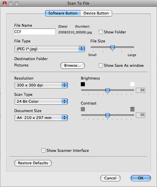 ControlCenter2 Soubor 10 Funkce Scan to File (Skenování do souboru) vám umožňuje naskenovat obraz v jakémkoli formátu souboru do složky na vašem pevném disku.