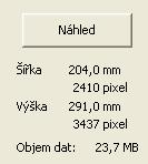 Skenování Také zde vidíte aktuální velikost papíru, kterou jste vybrali. 3 Šířka: ukazuje šířku skenované oblasti. Výška: ukazuje výšku skenované oblasti.