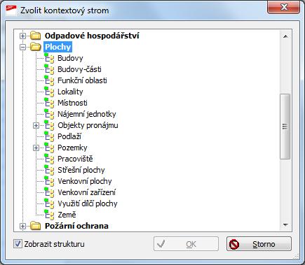 5.4 Správa ploch (1) Modul obsahuje technické údaje o budovách, pozemcích a zařízení budov.