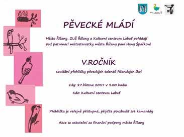 Veškeré další informace k soutěži najdete na www.zusricany.cz a dispozice soutěže zašleme do všech škol e-mailem. Soutěž je veřejná, přijďte povzbudit své spolužáky. Těšíme se na co největší účast.