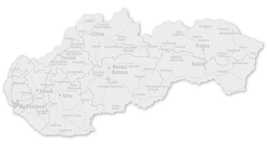 STRABAG Property and Facility Services na Slovensku Sme tu pre vás Územné pokrytie Call cetrum a Help Desk Zameranie na kvalitu Bratislava Západné Slovensko 4 lokality Stredné Slovensko 3 lokality