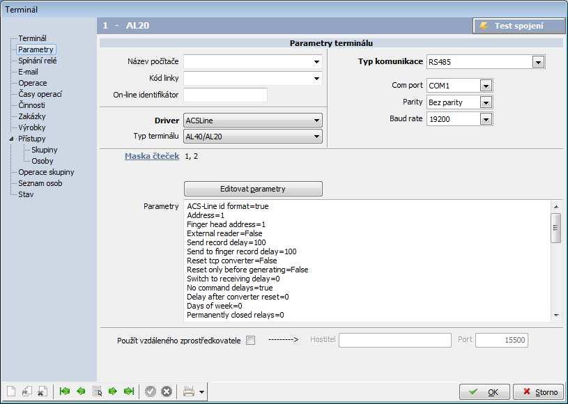 Pro každý terminál je třeba nastavit následující: Kód terminálu - označení pro interní použití Popis - Textové označení pro interní použití Text na terminálu - nemá význam Určení terminálu - kam