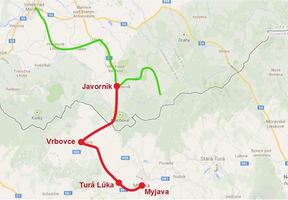Nové navrhované cezhraničné spojenie verejnou dopravou Predĺženie linky 930 z Veselí nad Moravou do Myjavy predĺženie 3 párov spojov denne z Veselí nad Moravou do Myjavy alternatíva k železničnej