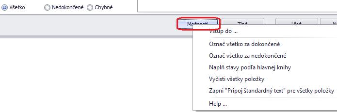 Vypĺňanie údajov v položkách: 1) RUČNE - vpísaním ručne do tabuľky 2) POMOCOU FUNKCIE: Pridaj z účtovníctva - Doklady sa načítajú z evidencie účtovných dokladov.