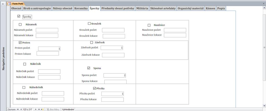 Tab. F Ukázka listu s názvem Šperky (autor Denisa