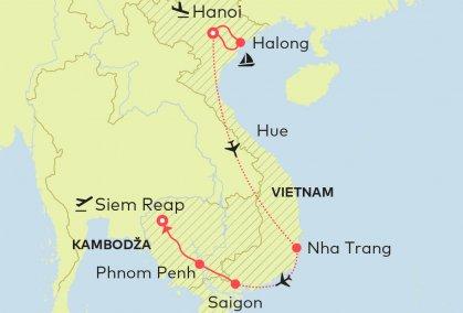 Vietnam, Kambodža Deluxe Objavte sever aj juh Vietnamu na tejto pohodlnej ceste v 4* hoteloch. Rozšírený program pri útesoch Halong Bay, Hočiminovo mauzóleum aj kapitalizmus Saigonu.