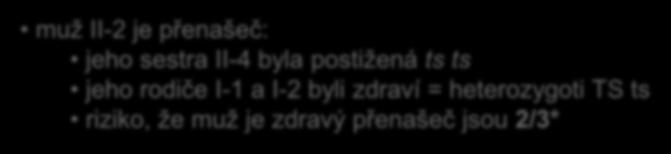 víme, že jedinec je zdravý heterozygot, takže s postiženými nemusíme počítat: 1AA:2Aa = 2/3 Aa P = (1/30) (2/3) (1/4) =