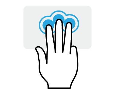 Stisknutí třemi prsty Lehce klepněte na touchpad třemí prsty pro otevření Cortany (pokud váš počítač podporuje Cortanu) nebo otevřete [Action Center] (Centrum akcí) (pokud váš počítač nepodporuje