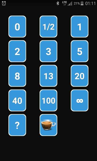 Obrázek 4: Ukázka mobilní aplikace Scrum poker Zdroj: Vlastní zpracování 1.5.
