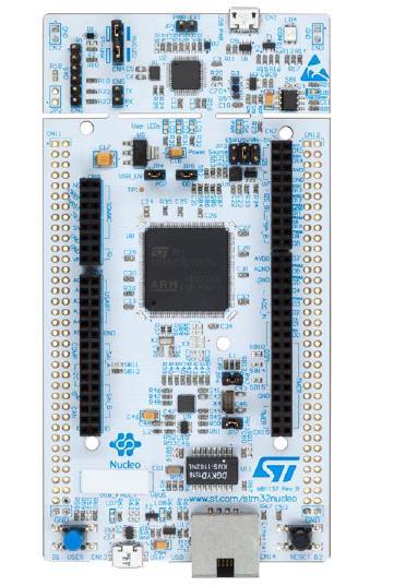 Obr. 2: NUCLEO-144 Vidíme, že je použit MCU s 144 piny a podle použitého konkrétního MCU pak dostaneme např. NUCLEO-F746ZG.