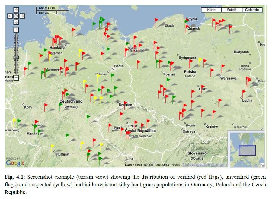 Mapa zjištěných rezistencí Ch.